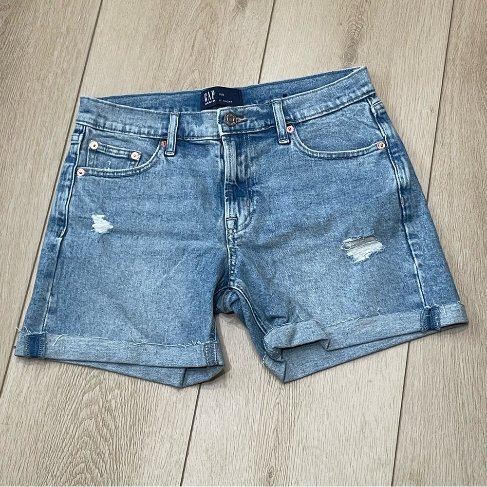 GAP Women's Light Blue Distressed Jean Shorts